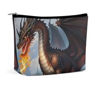 FHESDCW Fire Breathing Dragons Makeup Bag for Women PU Leather Waterproof Cosmetic Bag with Zipper Portable Travel Makeup Organizer