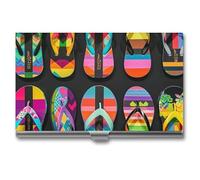FHESDCW Flip Flops Business Card Holder for Men & Women, Professional Card Case with Buckle Style Shut, Compact And Portable Metal Case for Office Workers, style, One Size, Classic