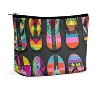 FHESDCW Flip Flops Makeup Bag for Women PU Leather Waterproof Cosmetic Bag with Zipper Portable Travel Makeup Organizer