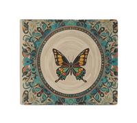 FHESDCW Flourishing Garden Butterfly Wallet Elegant Leather Wallets with ID Window & 2 Card Slots, Slim Bifold Wallet for Men Women