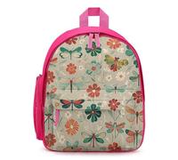 FHESDCW Flowers And Red Green Dragonflies Backpack for Men Women, Durable Small Bookbag Lightweight Daypack for Travel, Pink-style, One Size, Daypack Backpacks