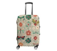 FHESDCW Flowers And Red Green Dragonflies Luggage Covers for Suitcases, Washable Travel Accessories, Anti-Scratch & Dust Protection Suitcase Cover Protector Fits 19-32 Inch Luggage, Style, XL, Classic