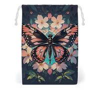 FHESDCW Flowers Butterflies And Dragonflies Drawstring Bag Canvas, Reusable Travel Jewelry Pouches, Washable Storage Bags for Gift, Candy, Cosmetics 20 * 25cm