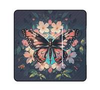 FHESDCW Flowers Butterflies and Dragonflies Picnic Blanket with Zippered Tote Bag, Waterproof Portable Outdoor Blanket, Lightweight Foldable Outdoor Mat for Beach, Camping, Park, 150x150cm