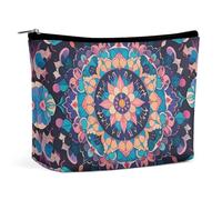 FHESDCW Flowers Moon Butterfly Makeup Bag for Women PU Leather Waterproof Cosmetic Bag with Zipper Portable Travel Makeup Organizer