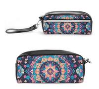 FHESDCW Flowers Moon Butterfly Pencil Case Large Capacity with Zipper, Hanging Water Proof Cosmetic Bag for Travel, Vintage Leather Pencil Pouch for Women Men