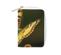 FHESDCW Flying Golden Butterfly Card Holder for Men Women, Leather Credit Card Holder with 20 Card Slots Small Purse with Zipper
