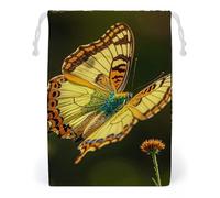 FHESDCW Flying Golden Butterfly Drawstring Bag Canvas, Reusable Travel Jewelry Pouches, Washable Storage Bags for Gift, Candy, Cosmetics 12 * 18cm