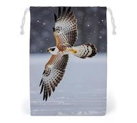 FHESDCW Flying White Eagle Drawstring Bag Canvas, Reusable Travel Jewelry Pouches, Washable Storage Bags for Gift, Candy, Cosmetics 12 * 18cm
