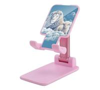 FHESDCW Foldable Cell Phone Stand for Desk - Lamb with A Lion On The Clouds Phone Holder Angle Height Adjustable Cellphone Holder Portable Tablet Stand Compatible with All Phones 4-13" Phones Tablets