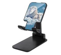 FHESDCW Foldable Cell Phone Stand for Desk - Lamb with A Lion On The Clouds Phone Holder Angle Height Adjustable Cellphone Holder Portable Tablet Stand Compatible with All Phones 4-13" Phones Tablets