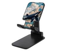 FHESDCW Foldable Cell Phone Stand for Desk - Orcas in The Sky and Clouds Phone Holder Angle Height Adjustable Cellphone Holder Portable Tablet Stand Compatible with All Phones 4-13" Phones Tablets