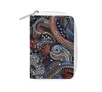 FHESDCW Folk Art Patterns Leather Card Bag Credit Card Holder Zipper Wallet With 20 Card Slots Slim Wallet Debit Card Protector Organizer Case, style, 16x11.5cm