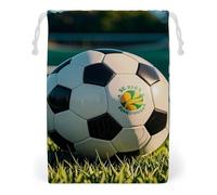 FHESDCW Football on The Grass Drawstring Bag Canvas, Reusable Travel Jewelry Pouches, Washable Storage Bags for Gift, Candy, Cosmetics 12 * 18cm