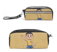 FHESDCW Football Pencil Case Large Capacity with Zipper, Hanging Water Proof Cosmetic Bag for Travel, Vintage Leather Pencil Pouch for Women Men