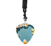 FHESDCW Frame Exotic Floral Pattern Printing Guitar Pick Necklace, Titanium Steel Guitar Pick with 23Inch Black Cord, Unique Music Jewelry Gift for Men Women
