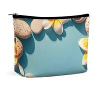 FHESDCW Frame Exotic Floral Pattern Printing Makeup Bag for Women PU Leather Waterproof Cosmetic Bag with Zipper Portable Travel Makeup Organizer