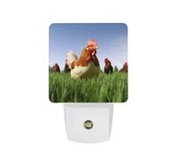 FHESDCW Funny Chicken Grass Night Lights Plug Into Wall, LED Nightlights Auto On/Off Dusk to Dawn Sensor, Energy Efficient Night Lamp Soft Glow for Hallway Bedroom Bathroom Kitchen, 0.5W