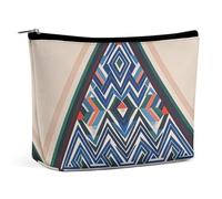 FHESDCW Geometric Triangle Pattern Makeup Bag for Women PU Leather Waterproof Cosmetic Bag with Zipper Portable Travel Makeup Organizer
