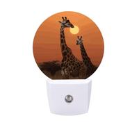 FHESDCW Giraffe at Sunset Night Lights Plug Into Wall, LED Nightlights Auto On/Off Dusk to Dawn Sensor, Energy Efficient Night Lamp Soft Glow for Hallway Bedroom Bathroom Kitchen, 0.5W
