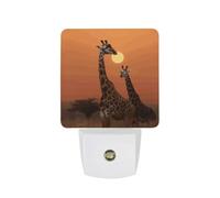 FHESDCW Giraffe at Sunset Night Lights Plug Into Wall, LED Nightlights Auto On/Off Dusk to Dawn Sensor, Energy Efficient Night Lamp Soft Glow for Hallway Bedroom Bathroom Kitchen, 0.5W