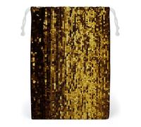 FHESDCW Gold Sequin Sparkle Drawstring Bag Canvas, Reusable Travel Jewelry Pouches, Washable Storage Bags for Gift, Candy, Cosmetics 20 * 25cm