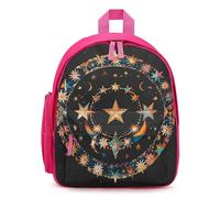 FHESDCW Gorgeous Stars And Moon Backpack for Men Women, Durable Small Bookbag Lightweight Daypack for Travel, Hiking, Pink-style, One Size, Daypack Backpacks