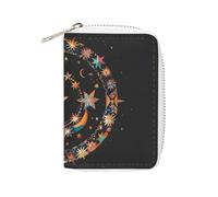 FHESDCW Gorgeous Stars And Moon Card Holder for Men Women, Leather Credit Card Holder with 20 Card Slots Small Purse with Zipper