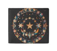 FHESDCW Gorgeous Stars And Moon Wallet Elegant Leather Wallets with ID Window & 2 Card Slots, Slim Bifold Wallet for Men Women