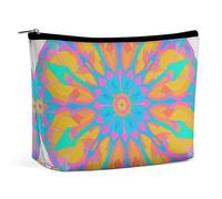 FHESDCW Gradient Mandala Makeup Bag for Women PU Leather Waterproof Cosmetic Bag with Zipper Portable Travel Makeup Organizer