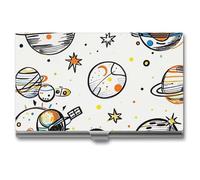 FHESDCW Graffiti Astronaut Spacecraft Business Card Holder for Men & Women, Professional Card Case with Buckle Style Shut, Compact And Portable Metal Case for Office Workers, style, One Size, Classic