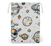 FHESDCW Graffiti Astronaut Spacecraft Drawstring Bag Canvas, Reusable Travel Jewelry Pouches, Washable Storage Bags for Gift, Candy, Cosmetics 20 * 25cm