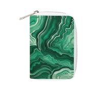 FHESDCW Green And White Ink Leather Card Bag Credit Card Holder Zipper Wallet With 20 Card Slots Slim Wallet Debit Card Protector Organizer Case, style, 16x11.5cm