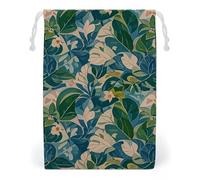 FHESDCW Green Flower Leaves Drawstring Bag Canvas, Reusable Travel Jewelry Pouches, Washable Storage Bags for Gift, Candy, Cosmetics 12 * 18cm