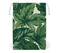 FHESDCW Green Foliage Botanical Drawstring Bag Canvas, Reusable Travel Jewelry Pouches, Washable Storage Bags for Gift, Candy, Cosmetics 20 * 25cm