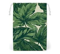 FHESDCW Green Foliage Botanical Drawstring Bag Canvas, Reusable Travel Jewelry Pouches, Washable Storage Bags for Gift, Candy, Cosmetics 12 * 18cm