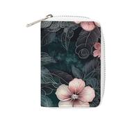 FHESDCW Green Leaves And Flowers Leather Card Bag Credit Card Holder Zipper Wallet With 20 Card Slots Slim Wallet Debit Card Protector Organizer Case, style, 16x11.5cm