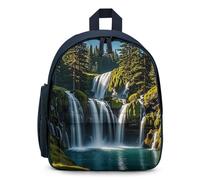 FHESDCW Green Pine Waterfall Backpack for Men Women, Durable Small Bookbag Lightweight Daypack for Travel, Hiking, Blue-style, One Size, Daypack Backpacks