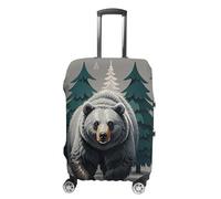 FHESDCW Grey Bear Pine Tree Silhouette Pattern Luggage Covers for Suitcases, Washable Travel Accessories, Anti-Scratch & Dust Protection Suitcase Cover Protector Fits 19-32 Inch Luggage, Style, M
