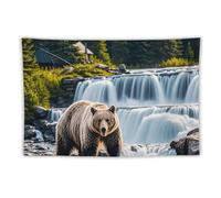 FHESDCW Grizzlies in River Falls Tapestry for Bedroom Aesthetic - Lightweight Wall Hanging Backdrop Vintage Wall Art Tapestry Easy to Hang for Living Room Dorm Home Decor 60"x90"