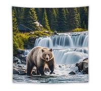 FHESDCW Grizzlies in River Falls Tapestry for Bedroom Aesthetic - Lightweight Wall Hanging Backdrop Vintage Wall Art Tapestry Easy to Hang for Living Room Dorm Home Decor 60"x60"