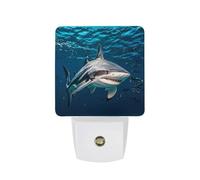 FHESDCW Hammerhead Shark Scans The Ocean Night Lights Plug Into Wall, LED Nightlights Auto On/Off Dusk to Dawn Sensor, Energy Efficient Night Lamp Soft Glow for Hallway Bedroom Bathroom Kitchen, 0.5W