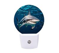 FHESDCW Hammerhead Shark Scans The Ocean Night Lights Plug Into Wall, LED Nightlights Auto On/Off Dusk to Dawn Sensor, Energy Efficient Night Lamp Soft Glow for Hallway Bedroom Bathroom Kitchen, 0.5W