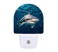 FHESDCW Hammerhead Shark Scans The Ocean Night Lights Plug Into Wall, LED Nightlights Auto On/Off Dusk to Dawn Sensor, Energy Efficient Night Lamp Soft Glow for Hallway Bedroom Bathroom Kitchen, 0.5W