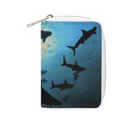 FHESDCW Hammerhead Sharks Leather Card Bag Credit Card Holder Zipper Wallet With 20 Card Slots Slim Wallet Debit Card Protector Organizer Case, style, 16x11.5cm