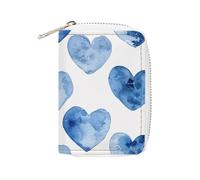 FHESDCW Hand Drawn Blue Heart Leather Card Bag Credit Card Holder Zipper Wallet With 20 Card Slots Slim Wallet Debit Card Protector Organizer Case, style, 16x11.5cm