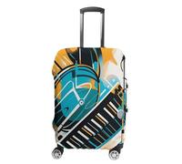 FHESDCW Hand Drawn Musical Instruments Luggage Covers for Suitcases, Washable Travel Accessories, Anti-Scratch & Dust Protection Suitcase Cover Protector Fits 19-32 Inch Luggage, style, Small, Classic