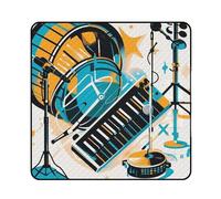 FHESDCW Hand Drawn Musical Instruments Picnic Blanket with Zippered Tote Bag, Waterproof Portable Outdoor Blanket, Lightweight Foldable Outdoor Mat for Beach, Camping, Park, 200x200cm