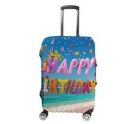 FHESDCW Happy Birthday on The Beach Luggage Covers for Suitcases, Washable Travel Accessories, Anti-Scratch & Dust Protection Suitcase Cover Protector Fits 19-32 Inch Luggage, Style, L, Classic