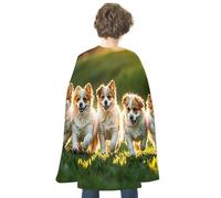 FHESDCW Happy Little Dog Halloween Cape Unisex, Reversible Satin Cloak for Cosplay, Christmas, Halloween Party
